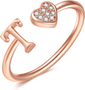 Valentines Day Gift Initial Rings for Teen Girls - S925 Heart Sterling Silver Rings for Teen Girls | 14K Gold/Rose Gold/Sterling Silver Plated Ring for Girls Kids Women Ring for Teenager Girls Gifts Adjustable, No Tarnish, Hypoallergenic