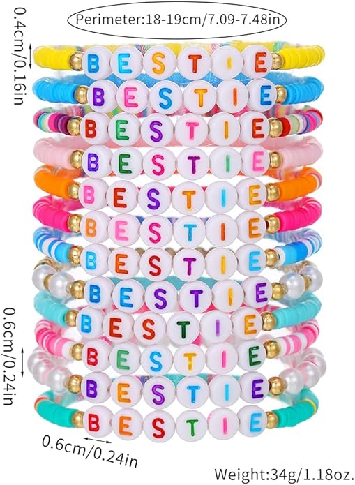 Friendship Bracelets Boho Stackable Bracelets for Women Surfer Heishi Clay Bead Bracelets Stretch Preppy Bracelets Colorful Boho Bracelets for Women