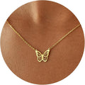 14K Gold Plated Dainty Pendant Butterfly Bead Boot Bee Baseball Flower Compass Airplane Heart Hummingbird Tree Necklace Simple Jewelry Gift for Women