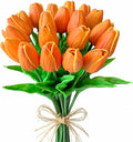 Mandy's 20pcs Artificial Orange Tulips | 13.5 Inch Lifelike PU Tulips Faux by Mandys
