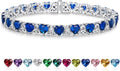 Birthstone Tennis Bracelets for Women, 925 Sterling Silver Heart Shaped Celtic Trinity Knot, 7 Inch Charm Trendy Hypoallergenic Anniversary Birthday Gifts for Her