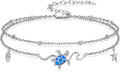 Anklet for Women 925 Sterling Silver Double Infinity Ankle Bracelet Waterproof Summer Jewelry Anniversary Birthday Gifts for Her