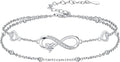 Dorunmo Infinity Heart Anklet Bracelet for Women 925 Sterling Silver Adjustable Infinity Birthstone Bracelet Friendship Jewelry Gifts for Women Birthday Christmas