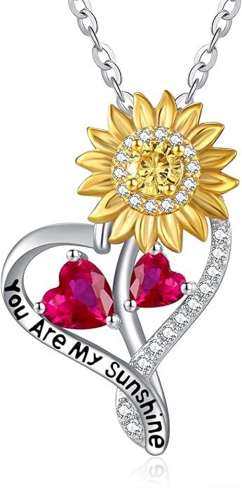 Valentine's Day Gifts for Wife 925 Sterling Silver Double Birthstone Pendant Necklaces I Love You for Always and Forever Necklace Anniversary Birthday Gifts for Wife Girlfriend Mom Her