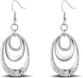 Boho Three Oval Drop Dangle Earrings Silver Earrings for Women Trendy Two Tone Bohemian Jewelry for Thanksgiving and Christmas Gifts