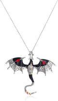 Rrdaily Gothic Dragon Necklace Crystal Enamel Dragon Pendant Necklace Vintage Dragon Animal Necklace Cartoon Flying Dragon Necklace Festival Birthday Jewelry for Men and Women