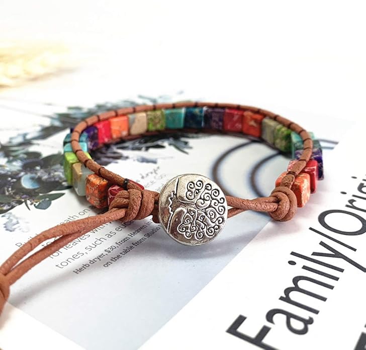 ZOSOJONA 7 Chakra Bracelet Bohemian Handmade Leather Wrap Healing Protection Natural Stone Yoga Beaded Bracelets Boho Friendship Jewelry
