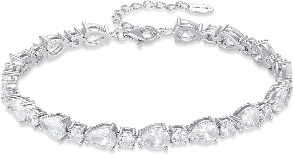 Birthstone Tennis Bracelet for Women 925 Sterling Silver Pear Shaped Gemstone Jewelry Gifts for Her
