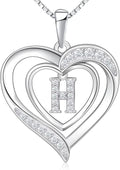 RIVIKO Heart Initial Necklace for Women, 925 Sterling Silver Letter Pendant,Personalized Charm Alphabet Jewelry Valentines Mother's Day Anniversary Christmas Birthday Gifts for Women Her Mom Wife