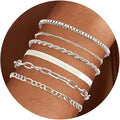 VIBILIA Dainty Gold Chain Bracelet for Women Trendy Stackable Adjustable Layered Metal Bracelet Gold Plated Twist Link Figaro Chain Paperclip Bracelets Fashion Jewelry
