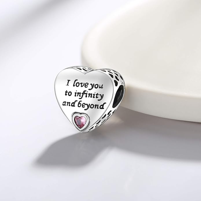 925 Sterling Silver Charms Fit Pandora Charms Bracelet I Love You to Infinity and Beyond Fit Wife Mother's Day Christmas Birthday Gift