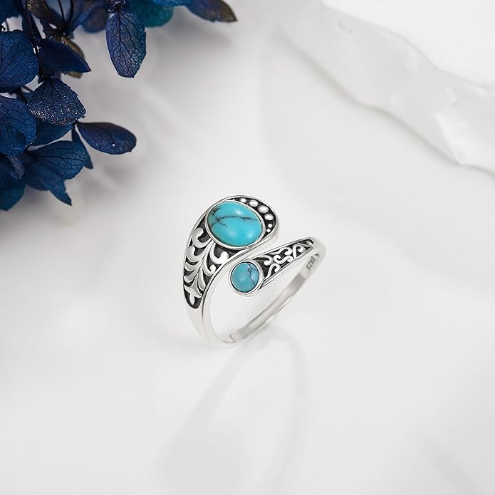 MONGAS Spoon Rings for Women Sterling Silver Horseshoe Witches Knot Filigree Open Adjustable Thumb Rings Horseshoe Witches Knot Filigree Jewelry Gifts for Women