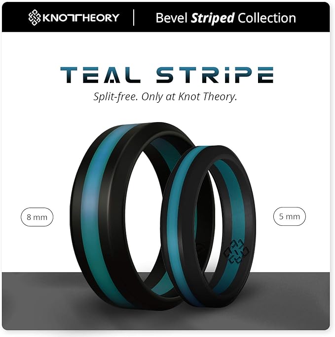 Knot Theory Striped Silicone Ring for Men and Women – Black, Grey, Red, Blue, Orange, Yellow, Purple