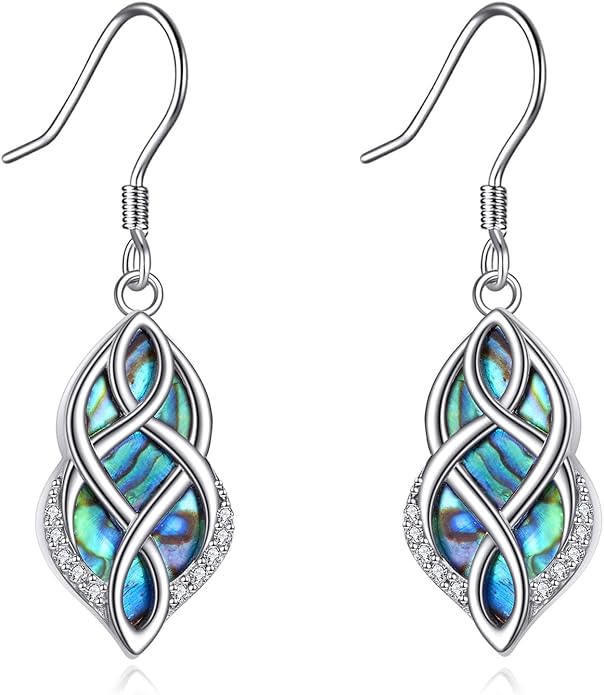 Abalone Shell Dangle Drop Earrings for Women 925 Sterling Silver Filigree Bohemian Earrings Jewelry Gift