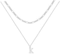 Initial Necklaces for Women Dainty Gold Silver Layered Letter Pendant Necklace Cute Figaro Chain Choker Necklace Personalized Trendy Stuff Jewelry Stack Gift for Women Her