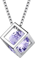 Aurora Tears Birthstone Necklace/Earring 925 Sterling Silver Women Cross/3D Cube/Cresent Moon Birth Stone Jewelry Mens Birthday Gift Anniversary Present