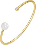 EcoGems Lab Grown Gemstone & Moissanite Bracelets – 14K White or Yellow Gold Plated Sterling Silver – Featuring Lab Grown Diamonds, Emeralds, Paraiba, Sapphire & Pearls – Sustainable Luxury Gift with Gift Box