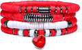 GOOJIDS Surfer Heishi Clay Bead Bracelets for Women Bohemian Stackable Gold Plated Beaded Stretch Bracelets Elastic Layering Friendship Bracelets Set Boho Jewelry
