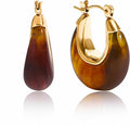 Fullpop Vintage Earrings for Women, Chunky 14K Gold Plated Resin Hoop Earrings Lightweight Hollow Drop Earrings Hypoallergenic Earrings for Women Vintage Anthropologie Jewelry Gifts for Women