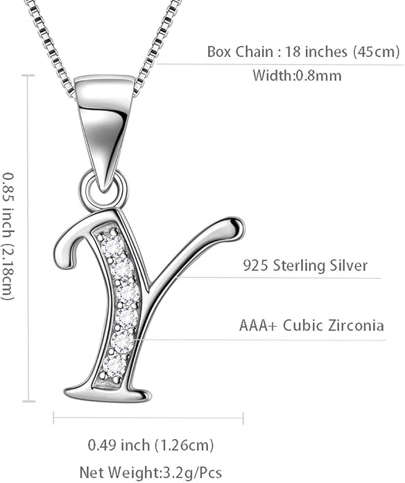 Aurora Tears Letter Necklace Initial 925 Sterling Silver Alphabet Pendant Crystal Name Gift Women Cubic Zirconia Jewelry