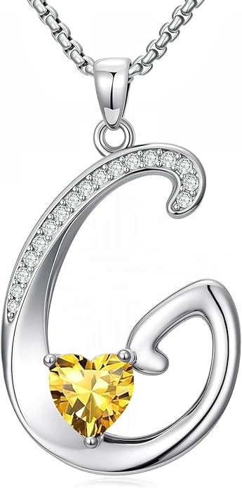 Valentines Day Gifts for Women Alphabet A to Z Initial Birthstone Pendant Necklaces for Women - 18k White Gold Plated Personalized Name Jewelry Valentine Mothers Day Birthday Gifts for Women Her Girlfriend