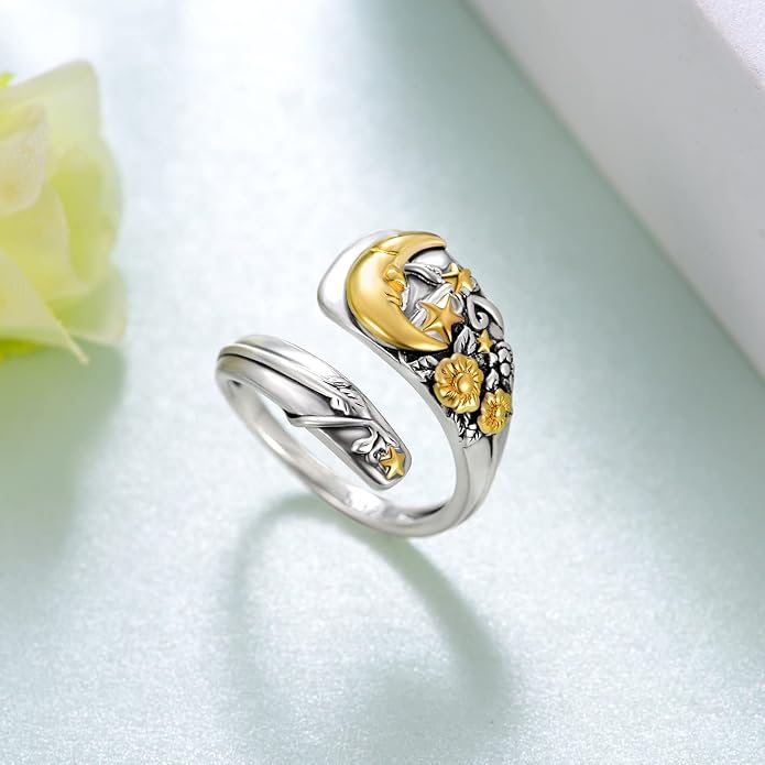 Thumb Rings for Women 925 Sterling Silver Adjustable Spoon Ring Vintage Thumb Jewelry Gifts for Women