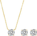 COBI Jewelry Set for Women, 18K Gold & Rhodium Plated CZ Necklace & Earrings, Clover Halo Infinity Solitaire Feather Designs, Dainty Crystal Pendant Sets, Trendy Fashion Gifts for Her