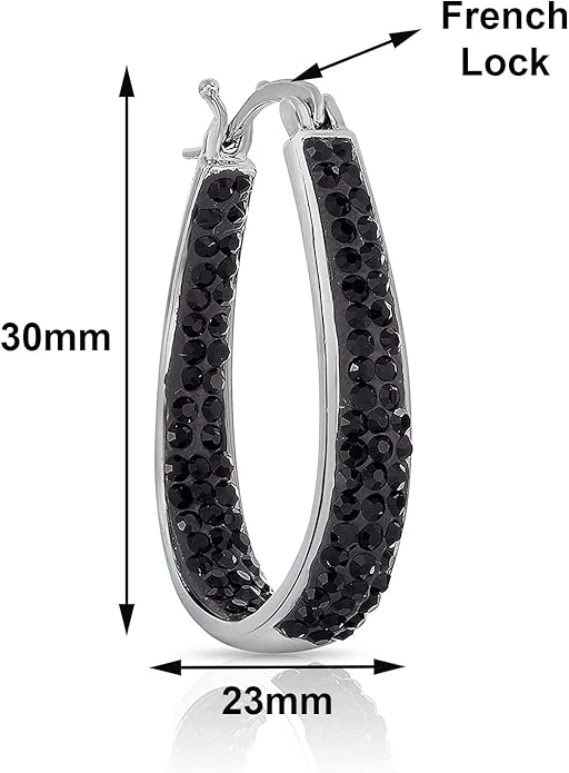 Savlano 14K White Gold Plated Inside Out Crystal Hoop Earrings For Women Comes With Savlano Gift Box