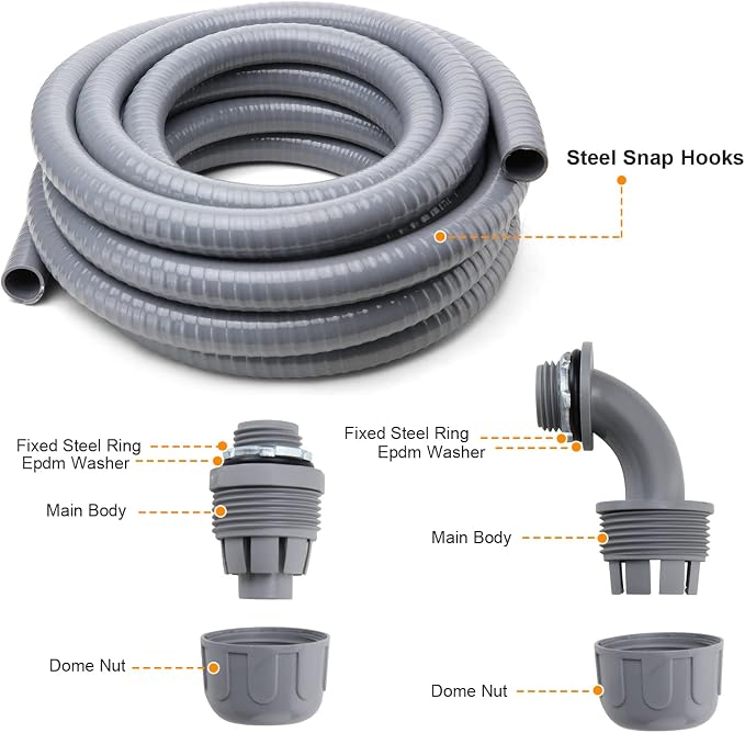 DWALE Liquid-Tight Conduit and Connector Kit, Electrical Conduit, 1/2inch 100ft - Image 5