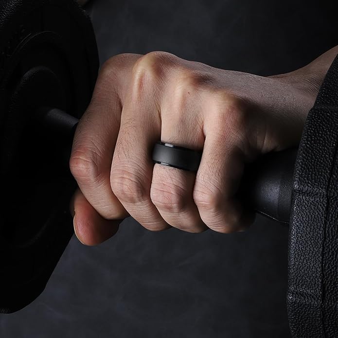Egnaro Men's Silicone Rings 10mm Wide 2.5mm Thick, Rubber Wedding Bands with Inner Arc Ergonomic Breathable Design, 1/4/5/7 Variety Multipack