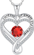 Jewelry for Women Wife Infinity Heart Birthstone I Love You Necklace S925 Anniversary Women Necklaces for Her Wife Birthday Gift Ideas, Birthday Present for Girlfriend Mom Daughter Sterling Silver