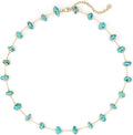 Created Turquoise Necklace for Women 14K Gold Plated Beaded Heart Choker Boho Necklaces Handmade Beach Summer Everyday Western Jewelry Gifts