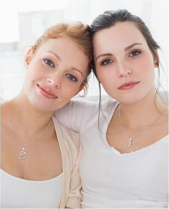 EUDORA Sterling Silver Initial Necklaces for Women, Classic 26 Letter Neckless Gifts for Girls, Sister, Mother Daughter, 18 inch Chain