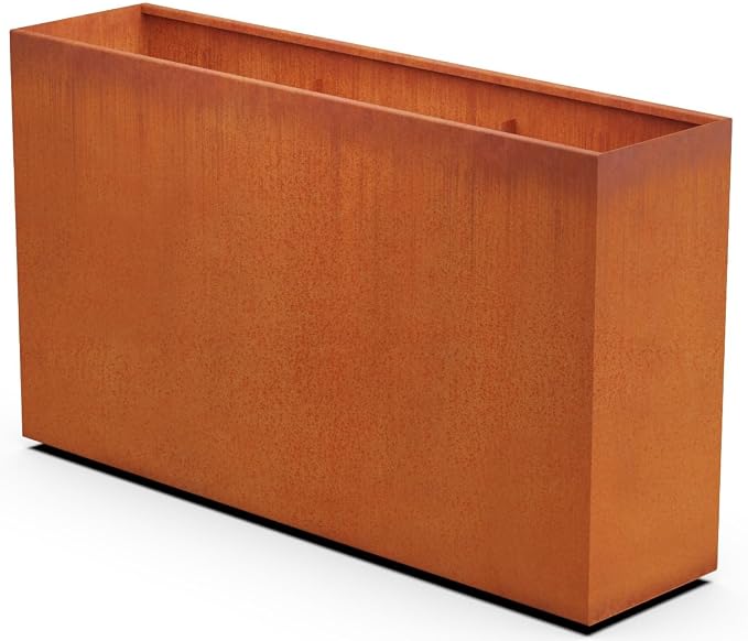 Large Rectangular Planters for Outdoor Plants | 72x18x42 Inch Corten Steel by Plantercraft