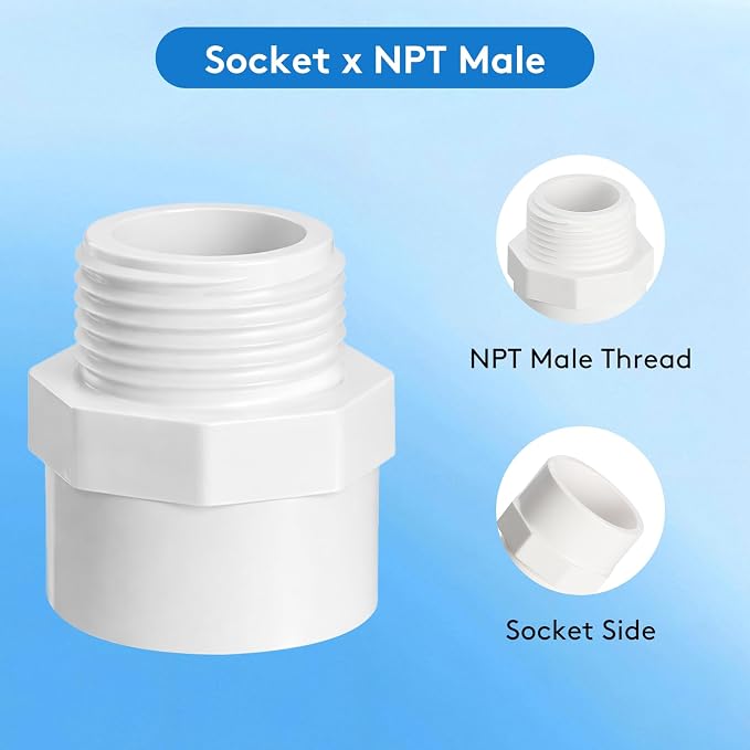 12 Pack 1/2" PVC Male Adapter, Schedule 40 - Image 3