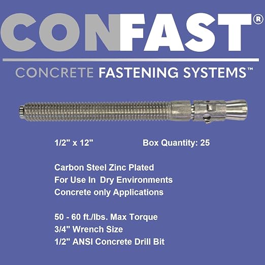 1/2" x 12" Wedge Anchor Zinc Plated - Image 3