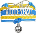 Volleyball Bracelets For Girls- Ideal Volleyball Gifts & Souvenirs. Adjustable Charm Bracelet with Moveable Letters, Infinity Symbol & Silver Volleyball Charm. Fashionable Bracelets by SportyBella.