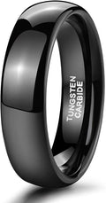 TRUMIUM 2mm 4mm 6mm 8mm Black Tungsten Ring for Men Women Wedding Band Domed High Polish Comfort Fit 4-15