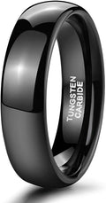 TRUMIUM 2mm 4mm 6mm 8mm Black Tungsten Ring for Men Women Wedding Band Domed High Polish Comfort Fit 4-15