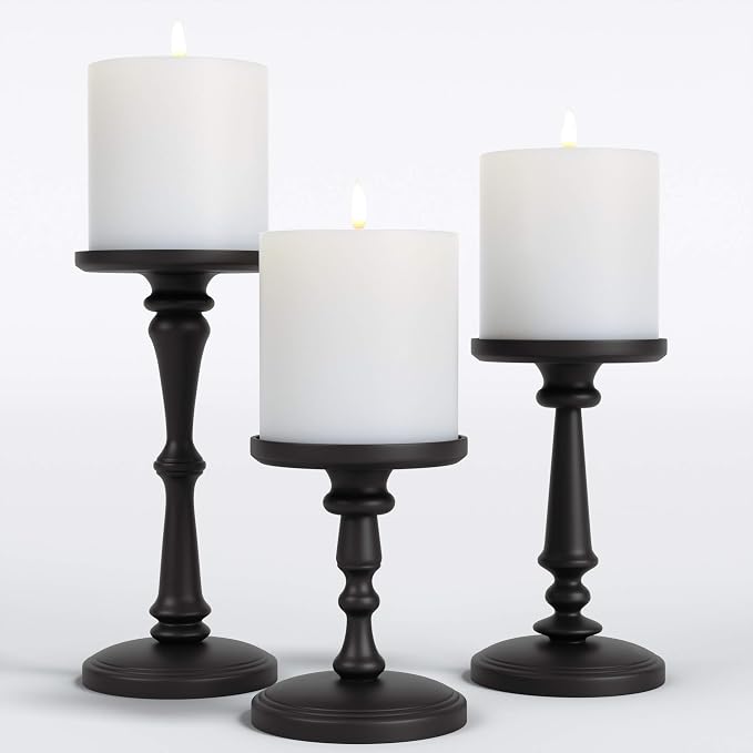 Candle Holders Set of 3 Matte Black, Holds Candles up to 4", by HBDesignCo