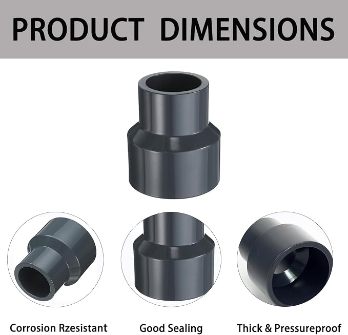 1 x 3/4 Inch SCH80 PVC Reducing Coupling, Increaser/Reducer Connector Pipe - Image 8