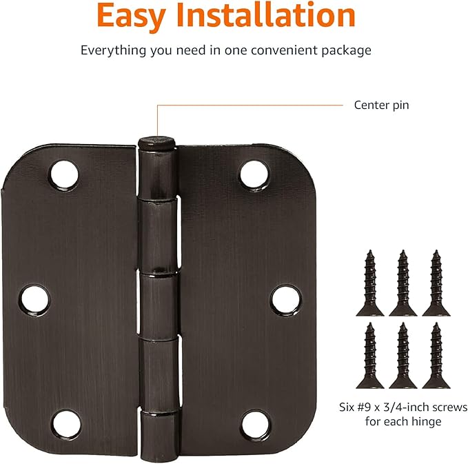 Amazon Basics Rounded 5/8 Radius Interior Door Hinges - Image 2