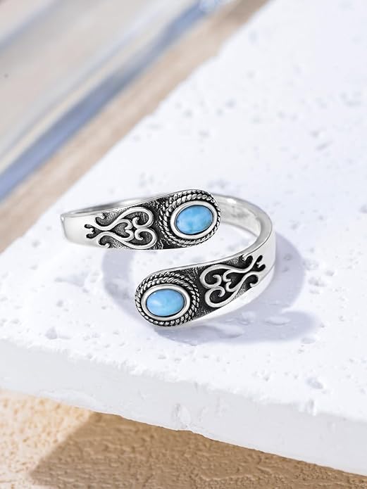 Midari Sun and Moon/Bee/Celtic/Life of Tree/Lotus Spoon Ring for Women 925 Sterling Silver Adjustable Ring Open Ring for Women Men Halloween Birthday Gift
