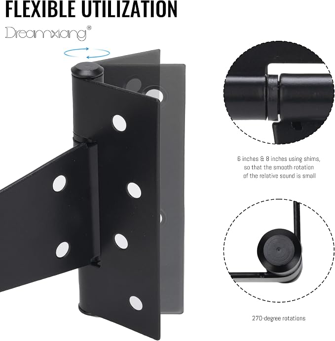 10 Inch T-Strap Gate Hinges, Heavy Duty Shed Barn Door Hinges, Yard Gate - Image 4