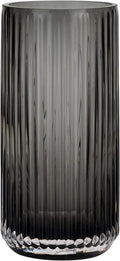 Flower Vase 10 inch Grey Thickened Hand Blow Glass Vase Round Vintage Striped by TIMEFOTO
