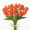 Mandy's 20pcs Artificial Dark Orange Tulips | 13.5 Inch Lifelike PU Tulips Faux by Mandys
