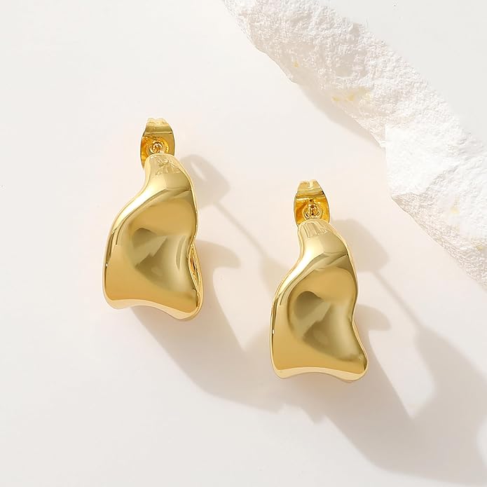 Trendy Gold Plated Knot Earrings for Women Chunky Statement Drop Dangle Earrings Lightweight Hypoallergenic Fashion Accessories Gold Jewelry Gifts for Womens