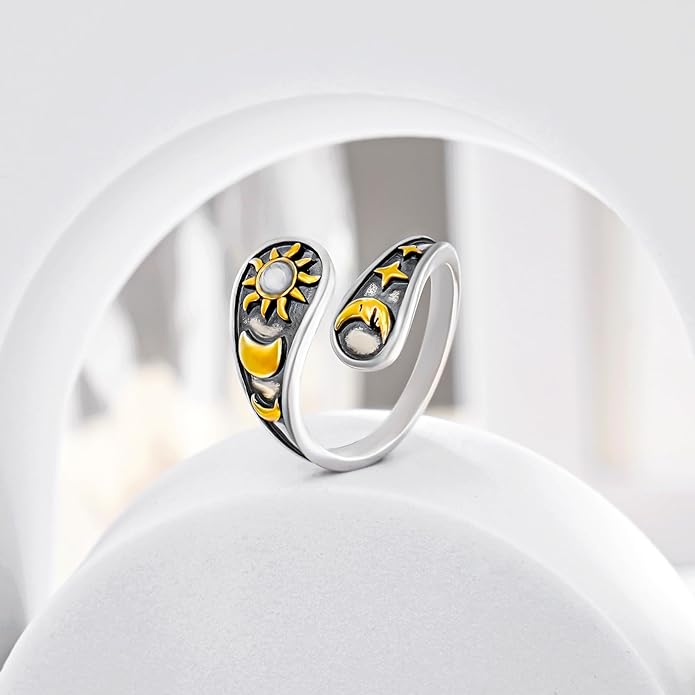 Spoon Rings for Women 925 Sterling Silver Sunflower Adjustable Thumb Spoon Rings Celtic Knot Promise Engagement Statement Boho Vintage Finger Open Antique Rings Jewelry