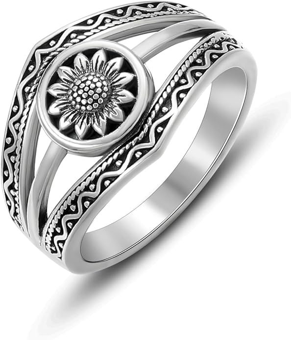 Boho Turquoise Ring for Women Sterling Silver Western Style Statement Ring Bohemian Jewelry Gifts