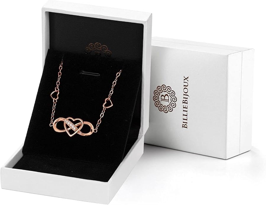 Billie Bijoux 925 Sterling Silver Anklet Bracelets for Women Infinity Heart Ankle Bracelet White Gold Plated Love Charm Adjustable Large Bracelet Gifts for Women Wife